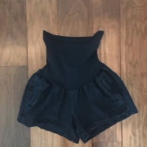Denim maternity shorts